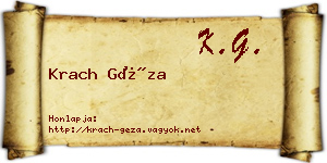 Krach Géza névjegykártya